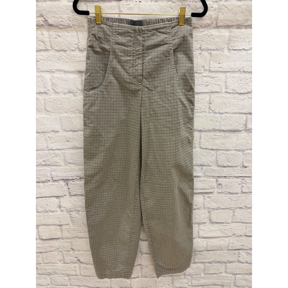 OSKA Barrel Pants Women US 4/6 Gray EUC Check Plaid Designer Sustainable